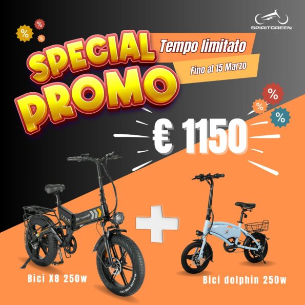 Promo bici elettrica X8 + Bici elettrica Dolphin